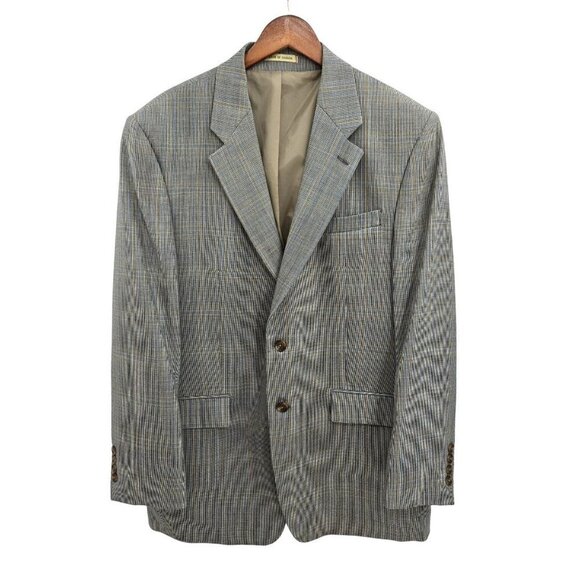 Vtg Lauren Ralph Lauren Wool Sport Coat Mens 42L Union Made Grey Check Blazer - Picture 1 of 14